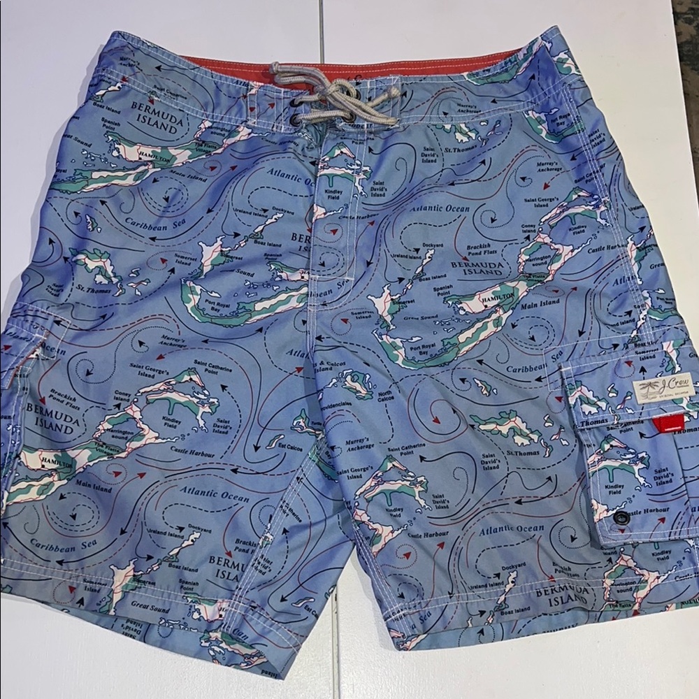 J. Crew Bermuda Island/Caribbean Sea Map Boardshorts Men’s Size 34